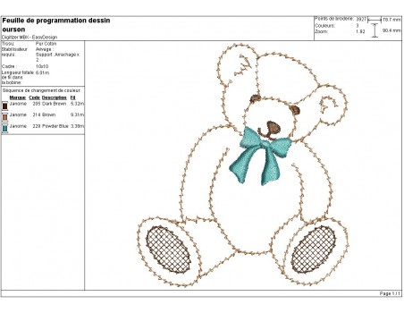 Instant download machine embroidery design little bear