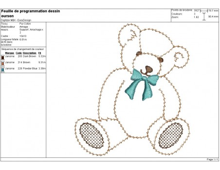 Motif de broderie machine petit ours