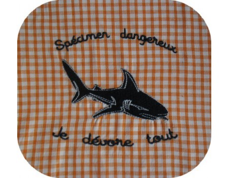 Instant download machine embroidery design  shark