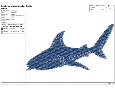 Instant download machine embroidery design  shark