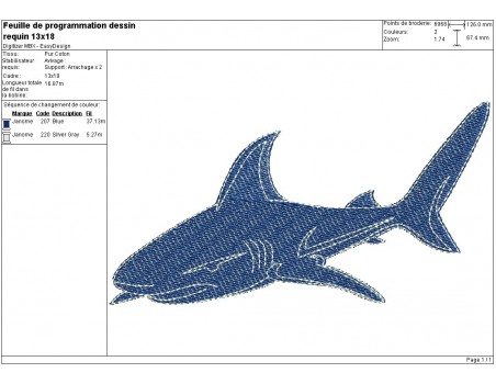 Instant download machine embroidery design  shark