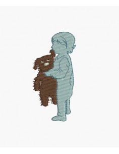 Motif de broderie machine enfant avec son ourson