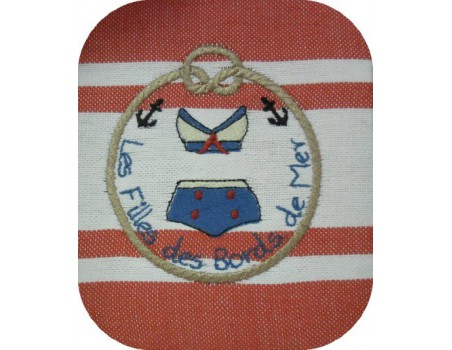 Motif de broderie machine écusson les filles des bords de mer