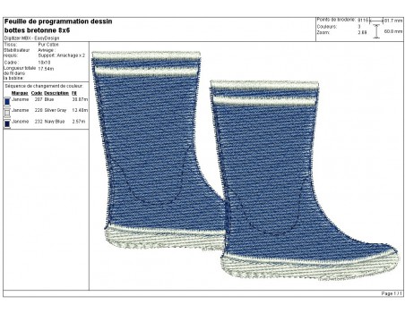 Instant download machine embroidery design rain boots