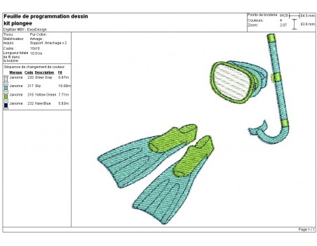 Instant download machine embroidery design diving kit