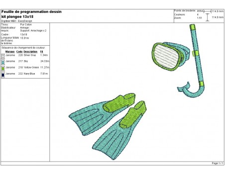 Instant download machine embroidery design diving kit