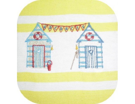 Instant download machine embroidery design beach huts