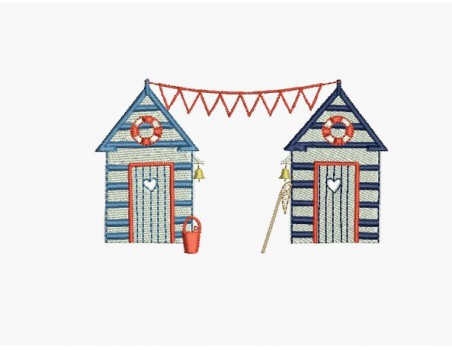 Instant download machine embroidery design beach huts