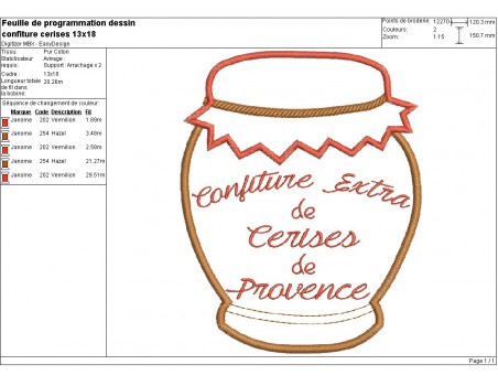 Instant download machine embroidery design Provence cherry jam