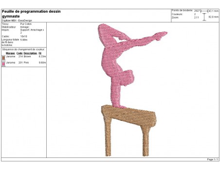 Motif de broderie machine silhouette gymnaste