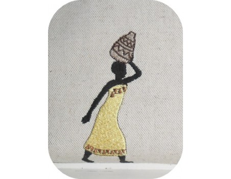 Instant download machine embroidery design African woman with a vase