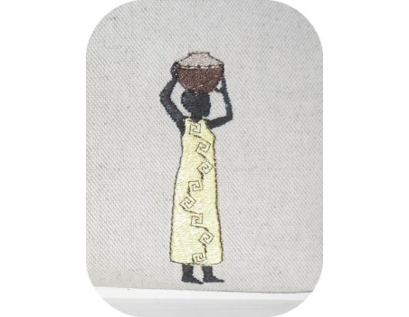 Motif de broderie machine femme africaine poterie