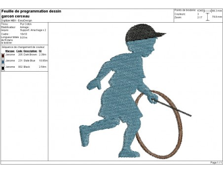 Instant download machine embroidery design boy playing with a hula hoop