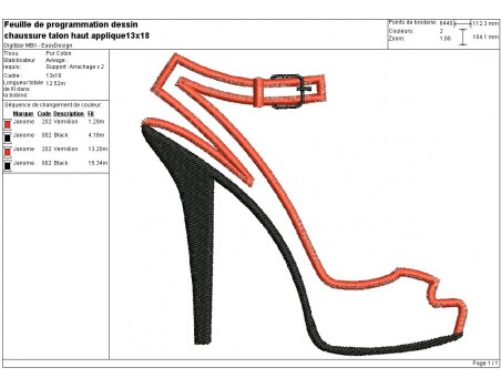 Instant download machine embroidery design applique high heeled shoe