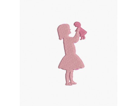 Instant download machine embroidery design girl playing with dolls