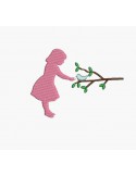 Motif de broderie machine fille avec l\'oiseau