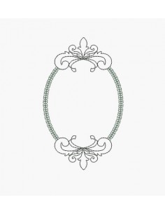 Motif de broderie machine cadre ovale églantine