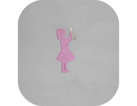 Instant download machine embroidery design girl playing with dolls