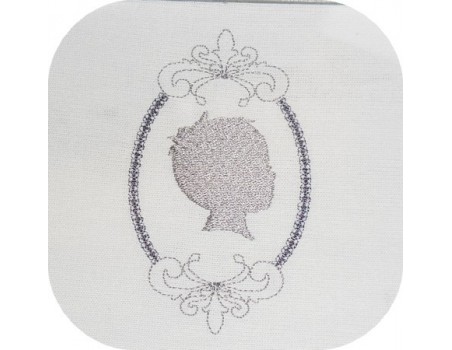 Motif de broderie machine cadre ovale églantine