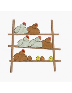Motif de broderie machine poulailler