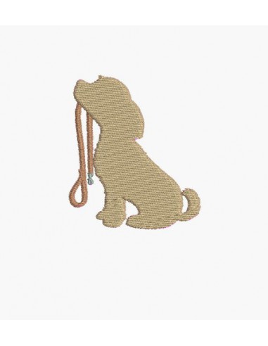 Motif de broderie machine silhouette chien tenant sa laisse