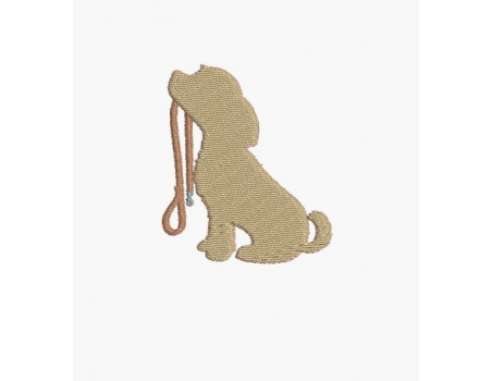 Motif de broderie machine silhouette chien tenant sa laisse