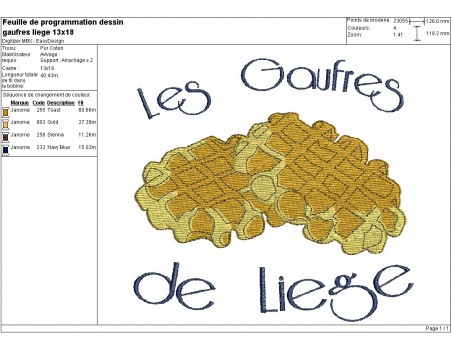 Instant download machine embroidery design Liège waffles