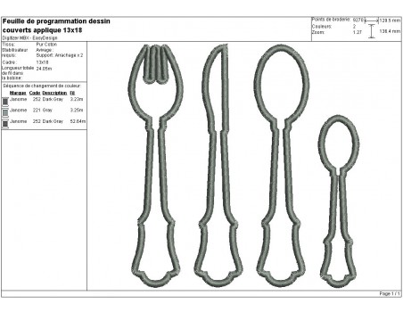 Instant download machine embroidery design cutlery