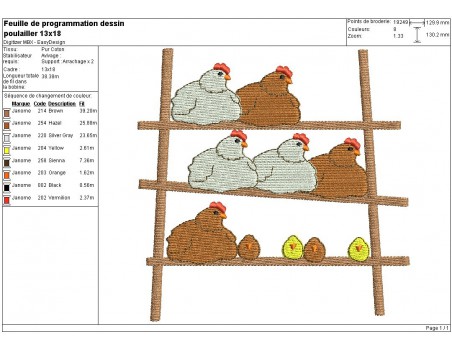 Instant download machine design embroidery hen house