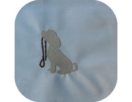 Motif de broderie machine silhouette chien tenant sa laisse