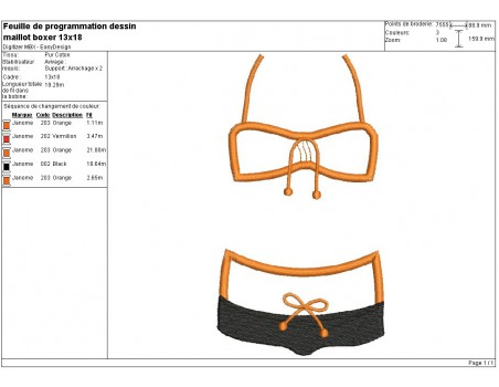 Instant download machine embroidery design Swimsuit bikini