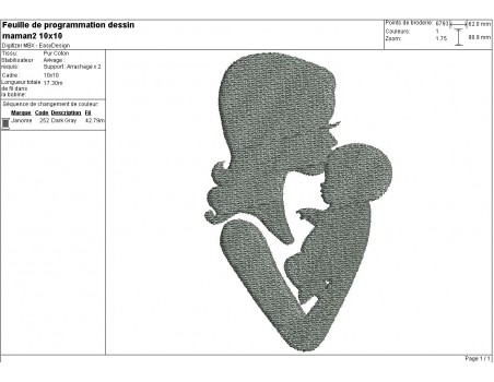 Instant download machine embroidery design mother and baby