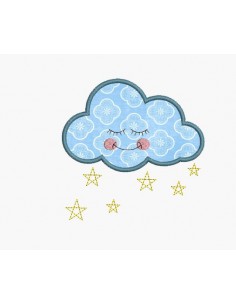 Motif de broderie machine nuage appliqué