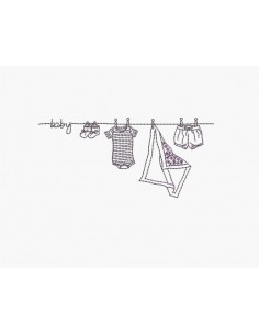Motif de broderie machine linge bébé en redwork