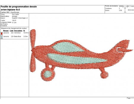 Motif de broderie machine avion