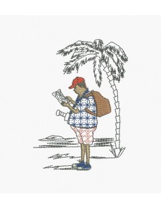 Instant download machine embroidery girl doing cutting