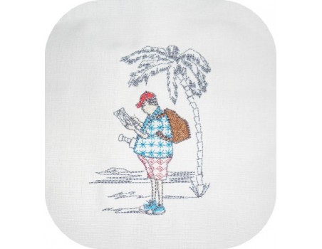 Instant download machine embroidery girl doing cutting