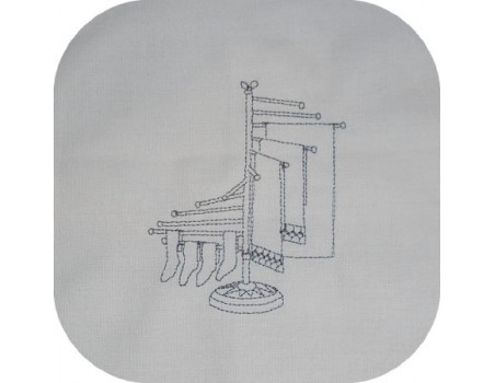 Motif de broderie machine étendoir à linge rétro