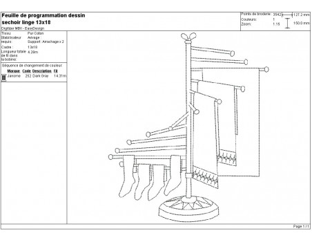 Instant download machine embroidery design retro clothes drying rack