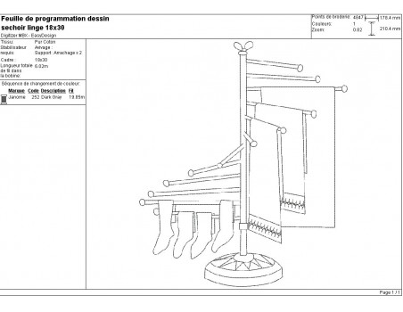 Instant download machine embroidery design retro clothes drying rack