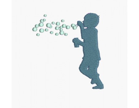 Motif de broderie machine garçon aux bulles de savon