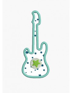 Motif de broderie machine guitare appliquée