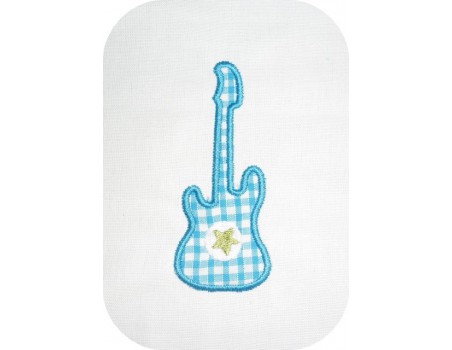 Motif de broderie machine guitare appliquée