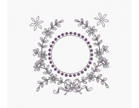 Instant download machine embroidery design frame flowered ribbon