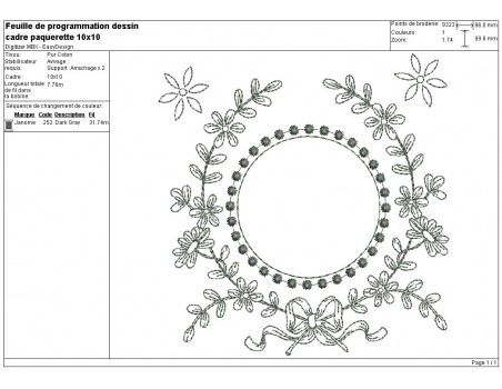 Instant download machine embroidery design frame flowered ribbon