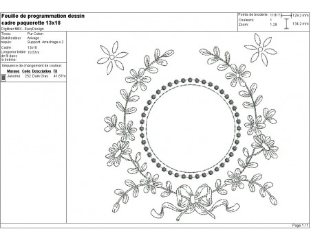 Instant download machine embroidery design frame flowered ribbon