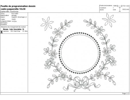 Instant download machine embroidery design frame flowered ribbon