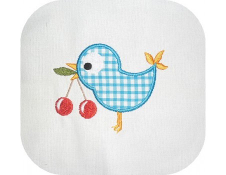 Motif de broderie machine oiseau aux cerises