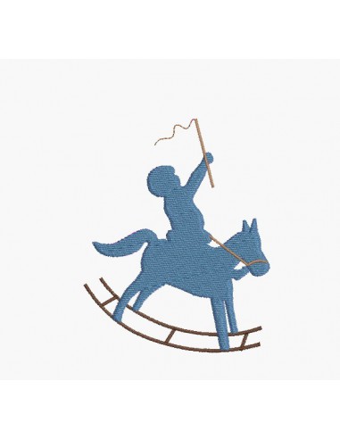 Instant download machine embroidery design boy on a rocking horse