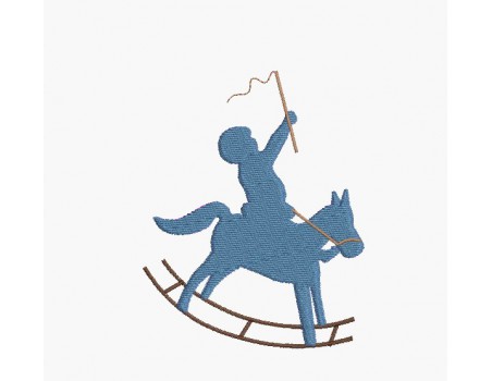 Instant download machine embroidery design boy on a rocking horse